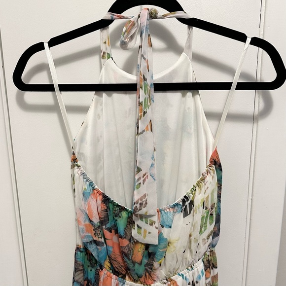 RHYME Abstract Modern Print Lined Halter Maxi Dress S unique tropical geometric - Picture 4 of 9